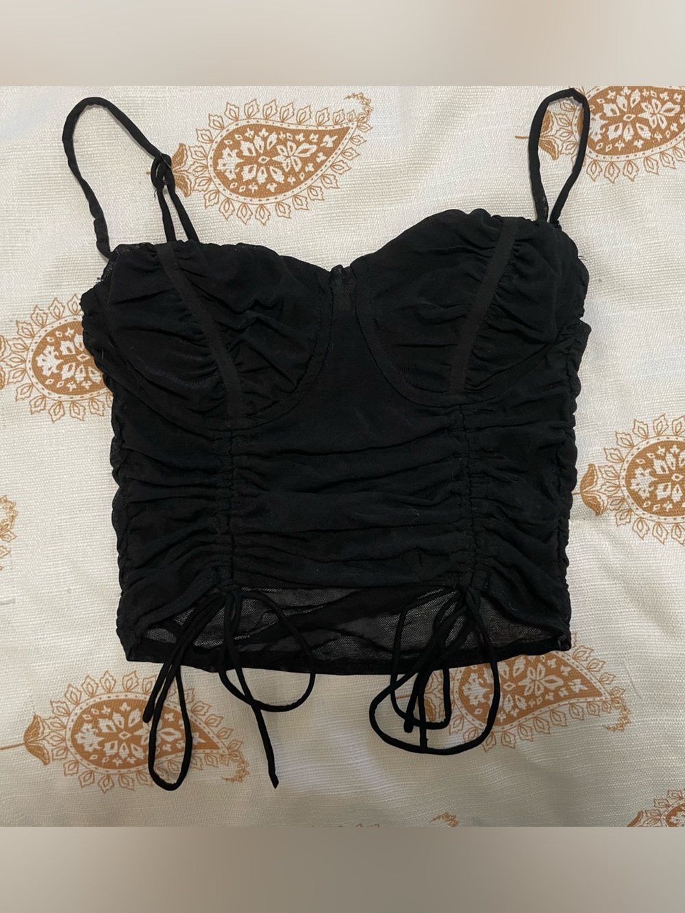 Black Ruched Sheet Crop Top